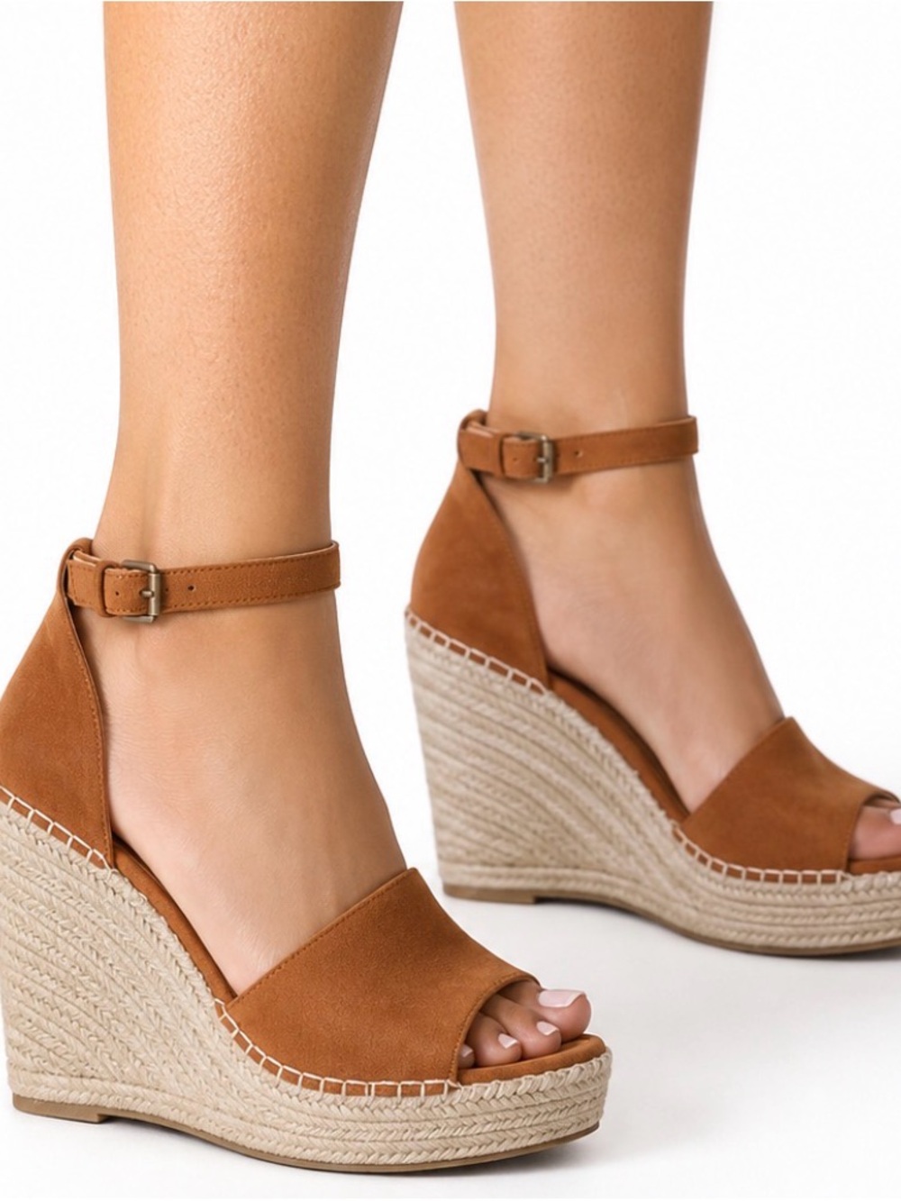 Steve Madden Congac Espadrille Wedge Sandals with Ankle Strap